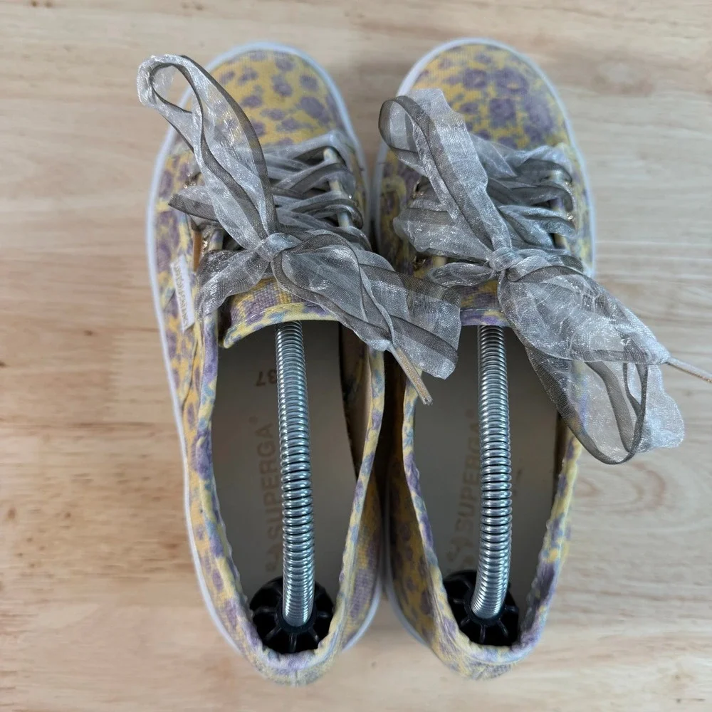 Superga x LoveShackFancy Platform Sneakers Women's Yellow Floral Low Top - 6.5
